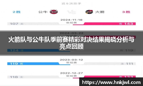 火箭队与公牛队季前赛精彩对决结果揭晓分析与亮点回顾